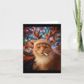 Christmas Cat Smoking Cigarette Meme Gen Z Comfort Karte (Vorderseite)