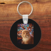 Christmas Cat Smoking Cigarette Meme Gen Z Comfort Schlüsselanhänger (Vorderseite)