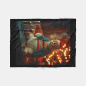 Christmas Cat Smoking Cigarette Meme Gen Z Fleecedecke (Vorderseite (Horizontal))