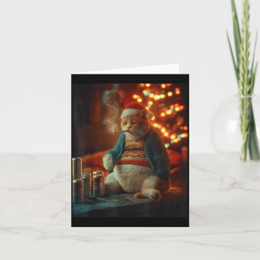 Christmas Cat Smoking Cigarette Meme Gen Z  Karte (Vorderseite)
