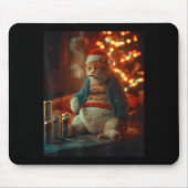 Christmas Cat Smoking Cigarette Meme Gen Z  Mousepad (Vorne)