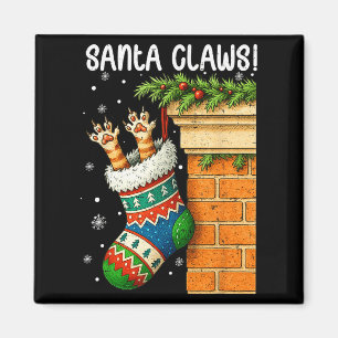 Christmas Cat Sock Santa Kitten Claw Cat Lover Xma Magnet