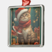 Christmas Cat Square Metal Ornament (Links)