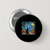 Christmas Cat Starry Night Van Gogh Santa Winter G Button (Vorne & Hinten)