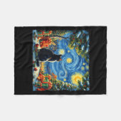 Christmas Cat Starry Night Van Gogh Santa Winter G Fleecedecke (Vorderseite (Horizontal))