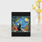 Christmas Cat Starry Night Van Gogh Santa Winter G Karte (Gelbe Blume)