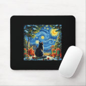Christmas Cat Starry Night Van Gogh Santa Winter G Mousepad (Mit Mouse)