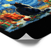 Christmas Cat Starry Night Van Gogh Santa Winter G Poster (Ecke)