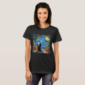 Christmas Cat Starry Night Van Gogh Santa Winter G T-Shirt (Vorne ganz)
