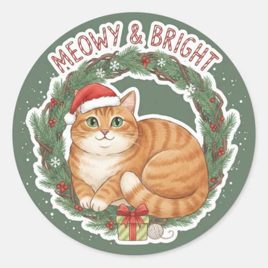Christmas Cat Sticker - Funny Santa Hat Kitten (Vorderseite)