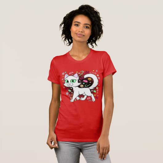 Christmas Cat T-Shirt (Red) (Vorne ganz)