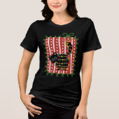 Christmas Cat Tangled in Lights – Cute Funny Tri-Blend Shirt (Vorderseite)