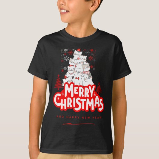 Christmas Cat Tee – Festive Kitty Holiday Art  (Vorderseite)