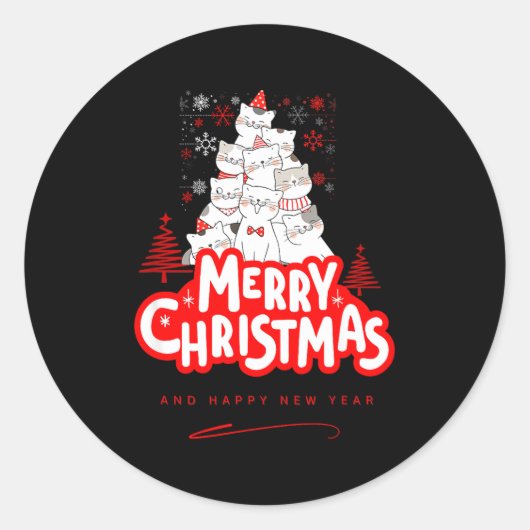 Christmas Cat Tee – Festive Kitty Holiday Art  Runder Aufkleber (Vorderseite)