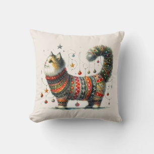 Christmas Cat Throw Kissen