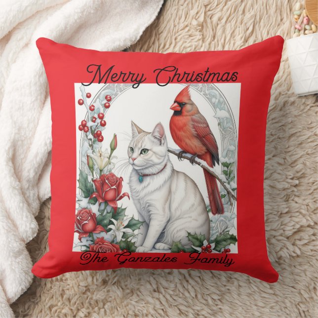 Christmas Cat Throw Pillow Kissen (Decke)