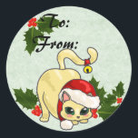 Christmas Cat To and From Stickers<br><div class="desc">Personalisieren Sie diese Urlaubsaufkleber oder bestellen Sie sie wie für bequeme Weihnachtsgeschenketiketten.</div>