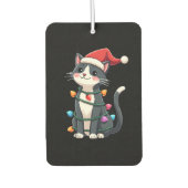 Christmas Cat Tuxedo black cat xmas lights kitty c Autolufterfrischer (Vorderseite)