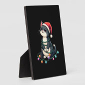 Christmas Cat Tuxedo black cat xmas lights kitty c Fotoplatte (Seite)