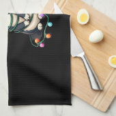 Christmas Cat Tuxedo black cat xmas lights kitty c Geschirrtuch (Viertel Falte)