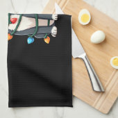 Christmas Cat Tuxedo black cat xmas lights kitty c Geschirrtuch (Viertel Falte)