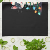 Christmas Cat Tuxedo black cat xmas lights kitty c Geschirrtuch (Gefaltet)