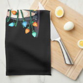 Christmas Cat Tuxedo black cat xmas lights kitty c Geschirrtuch (Viertel Falte)