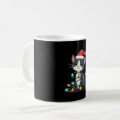 Christmas Cat Tuxedo black cat xmas lights kitty c Kaffeetasse (Vorderseite Links)