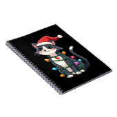 Christmas Cat Tuxedo black cat xmas lights kitty c Notizblock (Rechte Seite)