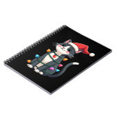 Christmas Cat Tuxedo black cat xmas lights kitty c Notizblock (Linke Seite)
