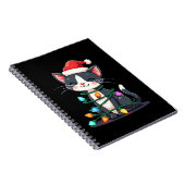Christmas Cat Tuxedo black cat xmas lights kitty c Notizblock (Rechte Seite)