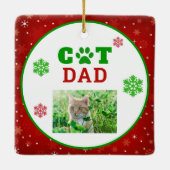 Christmas Cat Vater Paw Print Snowflake Foto Keramikornament (Rückseite)