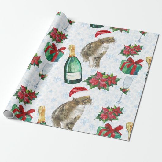 Christmas Cat Winter Celebration Geschenkpapier (Ungerollt)