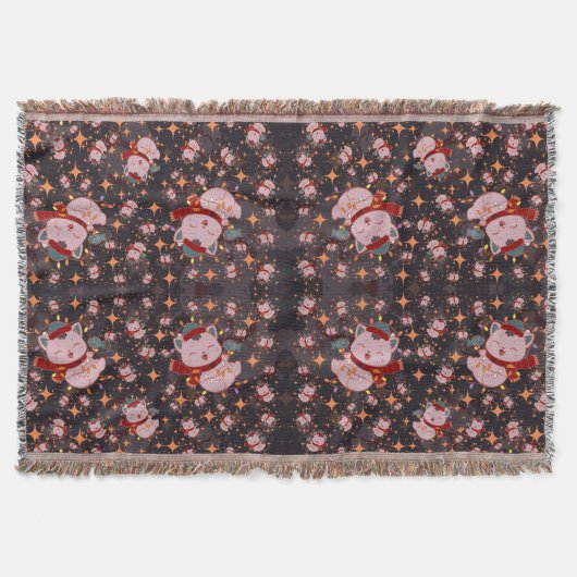 Christmas Cat With Santa Hat Decke (Vorderseite)