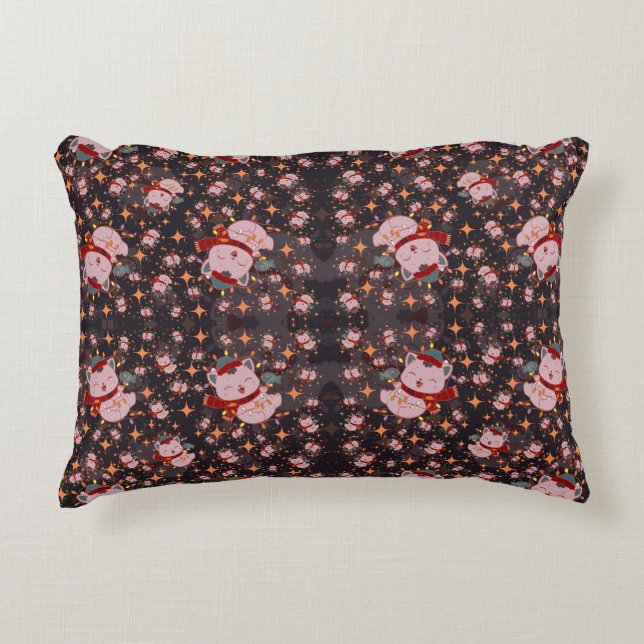 Christmas Cat With Santa Hat Dekokissen (Vorderseite)