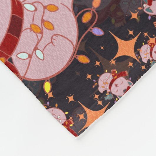 Christmas Cat With Santa Hat Fleecedecke (Ecke)