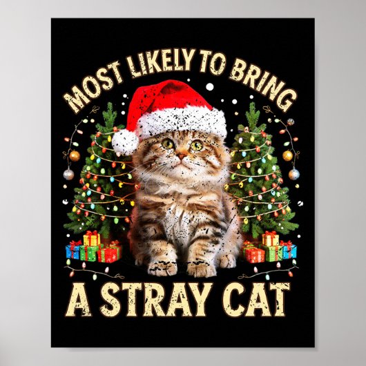 Christmas Cat With Santa Hat Holiday Funny Xmas Pa Poster (Vorne)