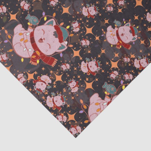 Christmas Cat With Santa Hat Seidenpapier (Detail)