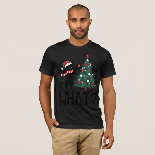 Christmas Cat "With Tree What?" T-shirt (Vorne ganz)