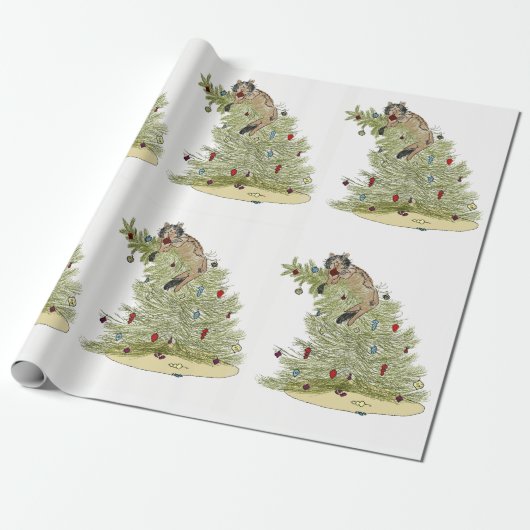 CHRISTMAS CAT WRAPPING PAPER GESCHENKPAPIER (Ungerollt)