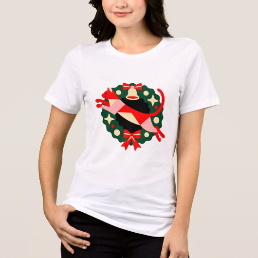 Christmas Cat Wreath Shirt (Vorderseite)
