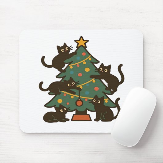 Christmas Cats Around The Tree Holiday Classic Mousepad (Mit Mouse)