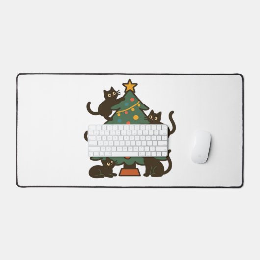 Christmas Cats Around The Tree Holiday Classic Schreibtischunterlage (Tastatur & Maus)