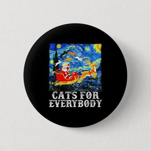 Christmas Cats For Everybody Funny Santa Starry Ni Button (Vorderseite)