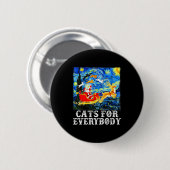 Christmas Cats For Everybody Funny Santa Starry Ni Button (Vorne & Hinten)
