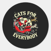 Christmas Cats For Everybody Santa Lover Holiday Runder Aufkleber (Vorderseite)