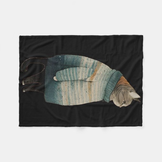 Christmas Cats Fun Kitten Pet Fat Gray Cat In  Fleecedecke (Vorderseite (Horizontal))