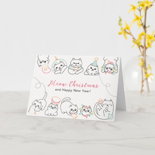 Christmas Cats Karte (Gelbe Blume)