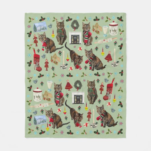 Christmas cats & ornaments fleece blanket (Vorderseite)