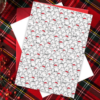 Christmas Cats Pattern Meowy Catmas Holiday Karte